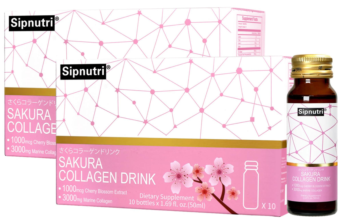 Sipnutri Sakura Collagen Drink bottle front for a convenient daily beauty boost
