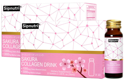 Sipnutri Sakura Collagen Drink bottle front for a convenient daily beauty boost