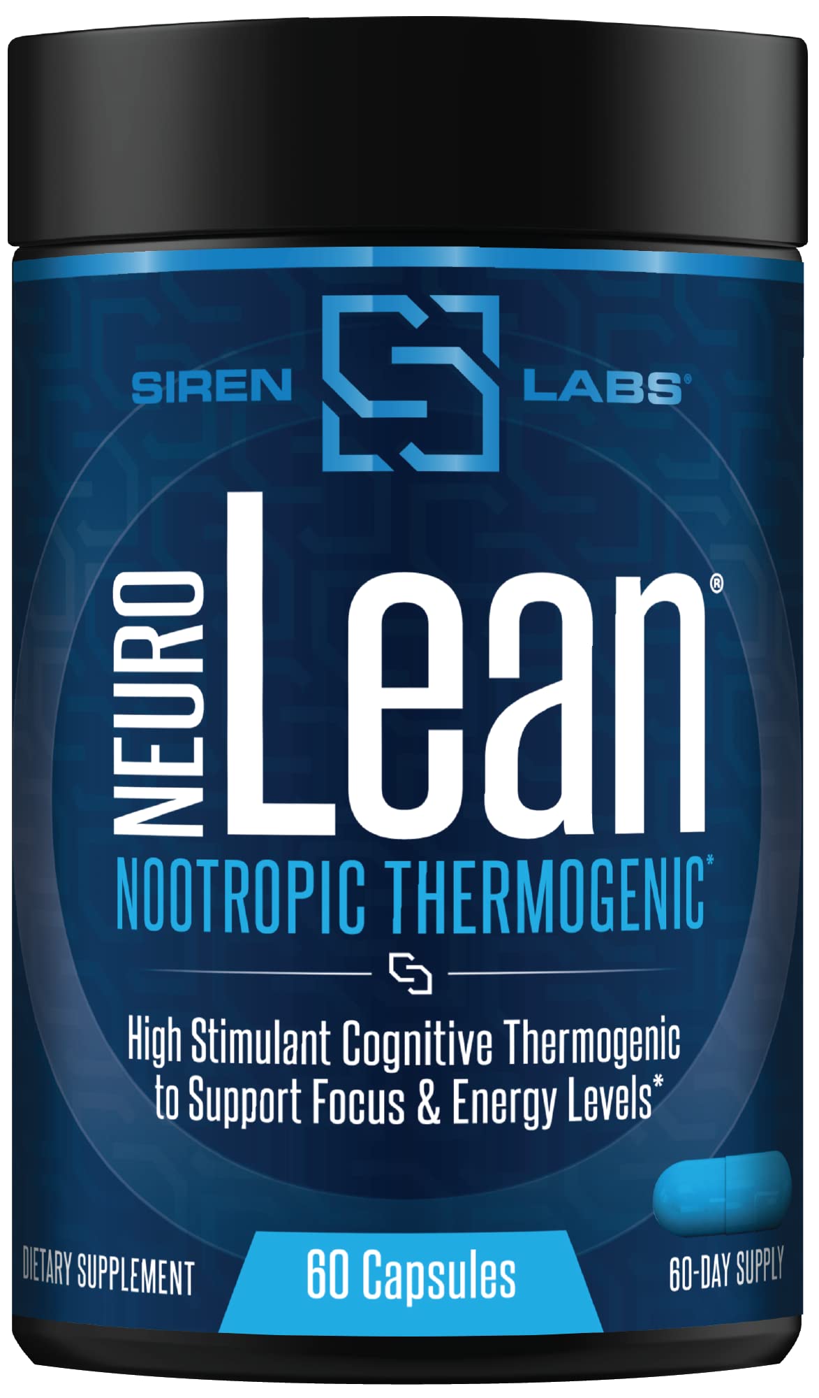 SIRENLABS Neuro Lean bottle-front shows capsules for energy and focus support.