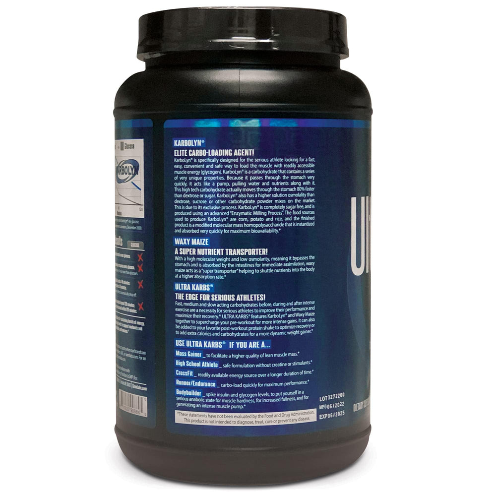 SIRENLABS Ultra Karbs ingredients panel featuring KarboLyn and Waxy Maize