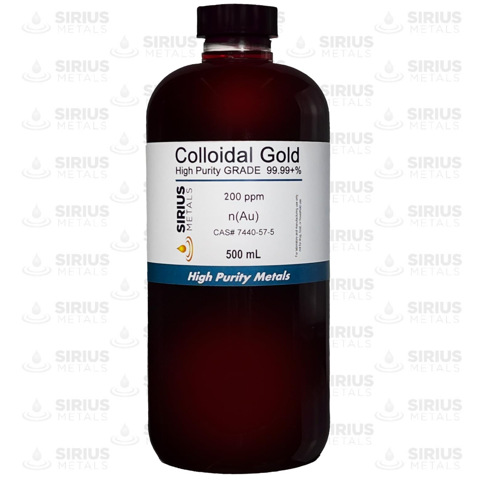 Sirius Metals True Colloidal Gold nanoparticles visible in solution; suitable for reference in experiments.