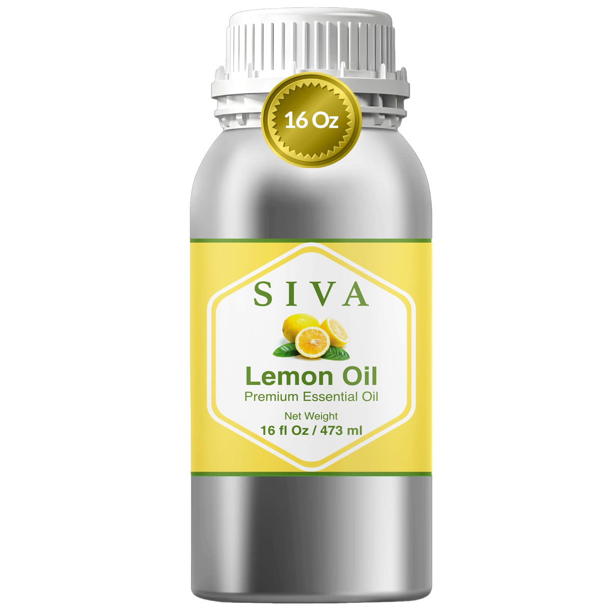 SIVA Lemon Essential Oil bottle 16oz ready for diffusers and refreshing aromatherapy use