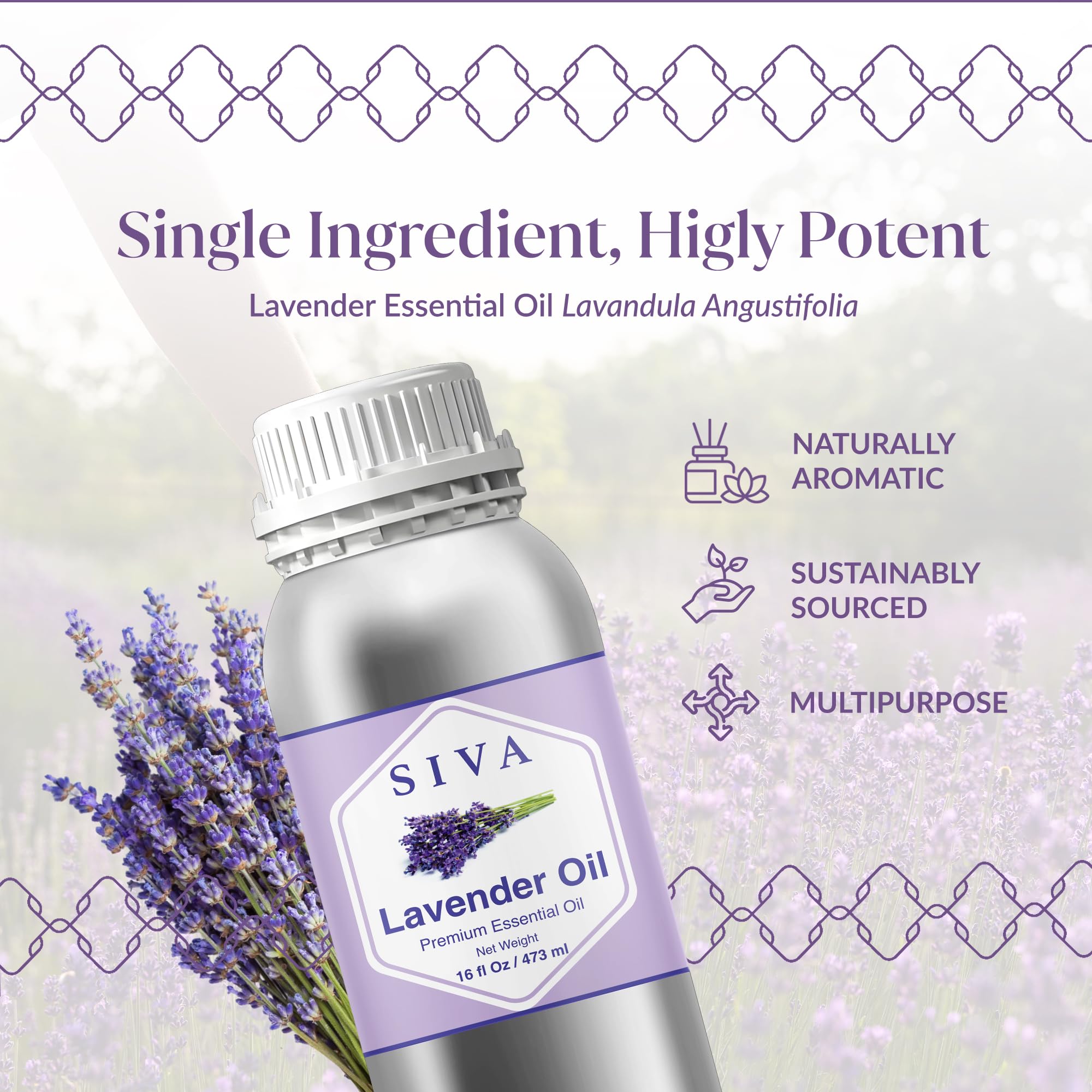 SIVA ORGANICS lavender diffuser mist releasing a soft floral aroma