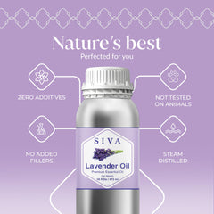 SIVA ORGANICS lavender oil label closeup highlighting purity and source
