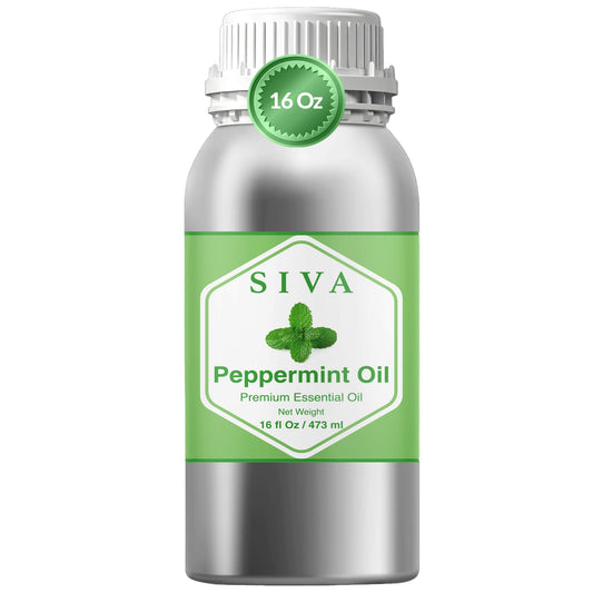 SIVA ORGANICS Peppermint Oil 16oz bottle for diffusion and refreshing aroma.