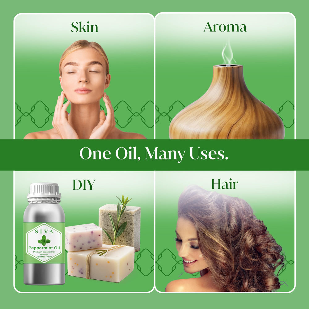 SIVA ORGANICS Peppermint Oil in bath or body care routines.