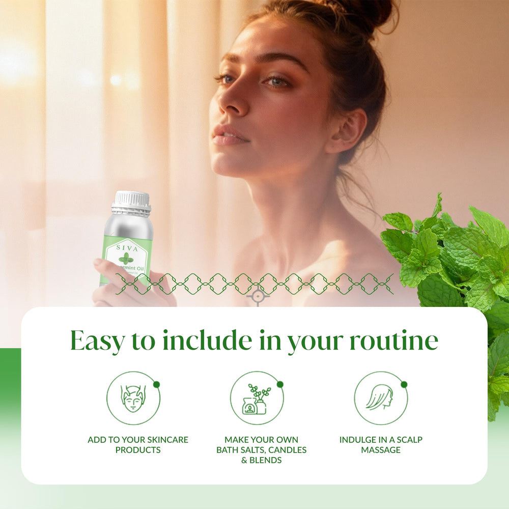 SIVA ORGANICS Peppermint Oil being used in soap or candle crafting.