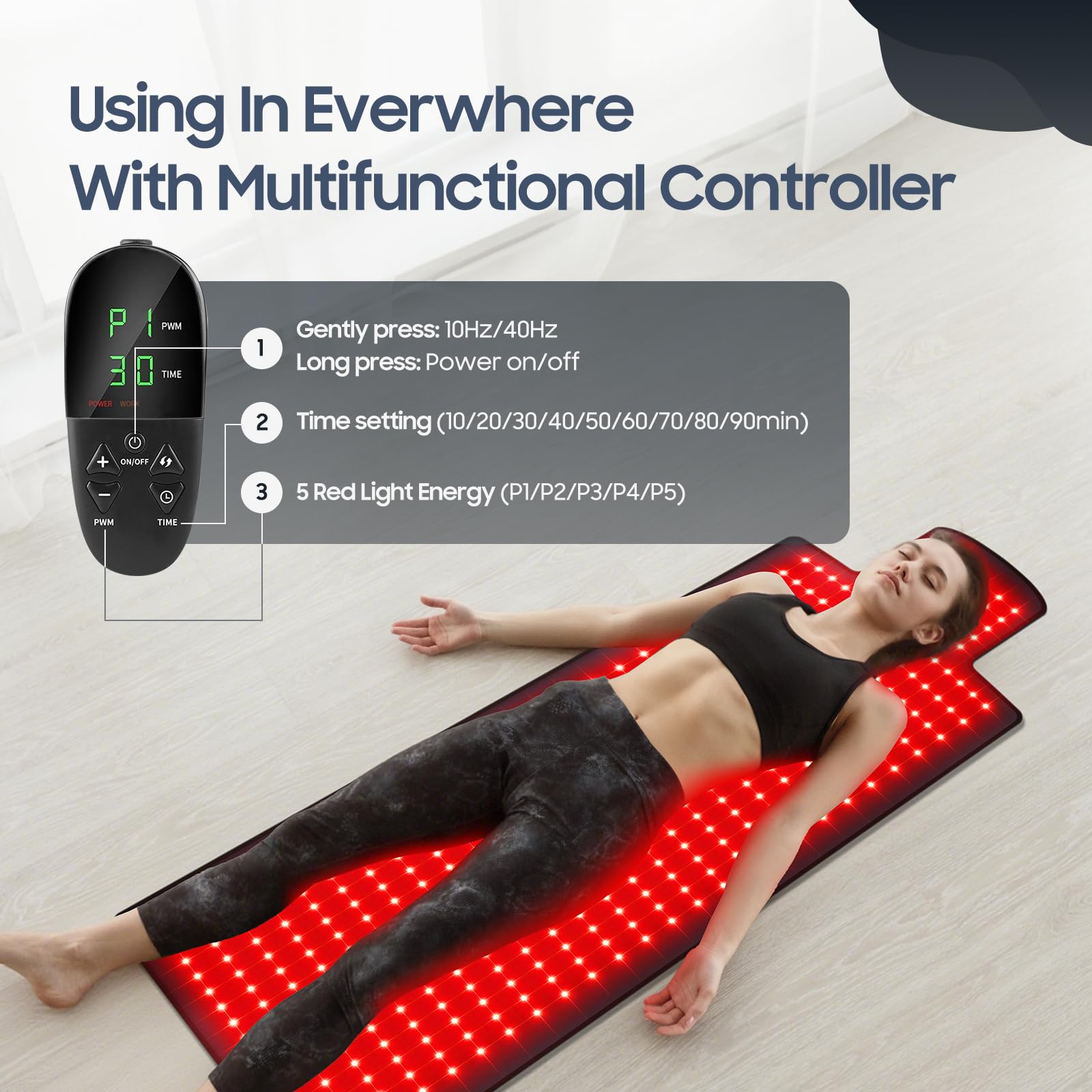 Siyiteng at-home therapy setup with timer and intensity options.