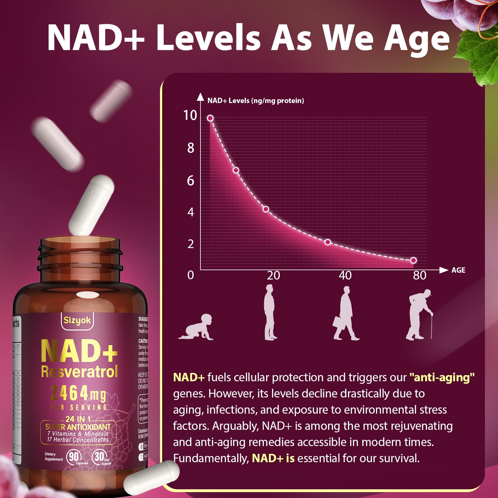 Sizyok GMP-certified, gluten-free, non-GMO supplement label signaling safety