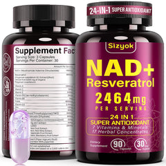 Sizyok NAD+ 1100mg bottle showing liposomal capsules for energy and cellular support
