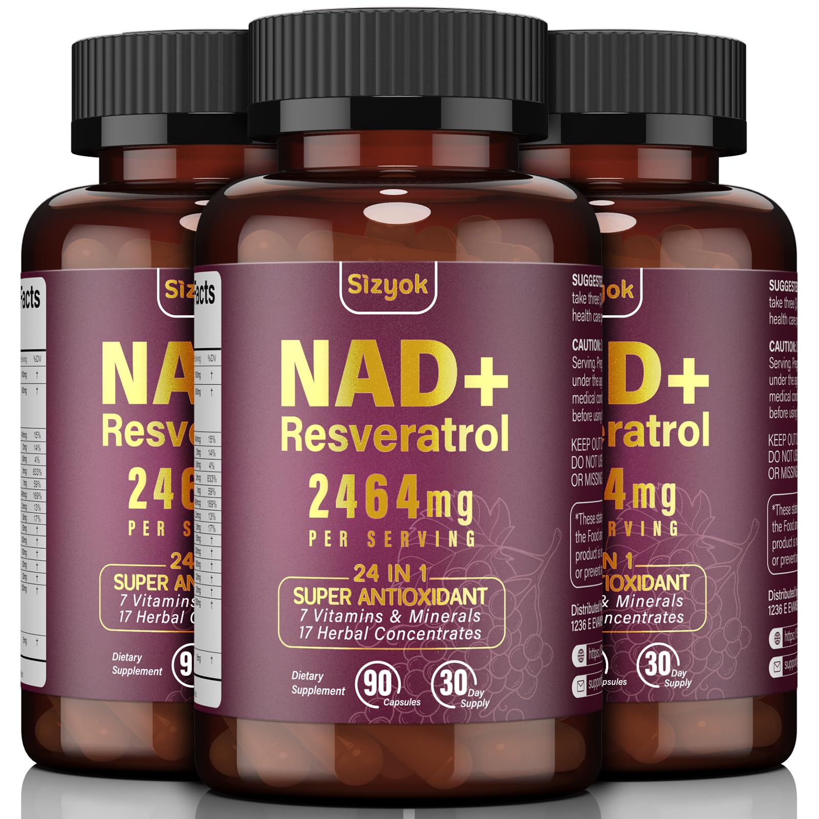 Sizyok NAD+ 1100mg liposomal bottle for daily energy support and aging wellness