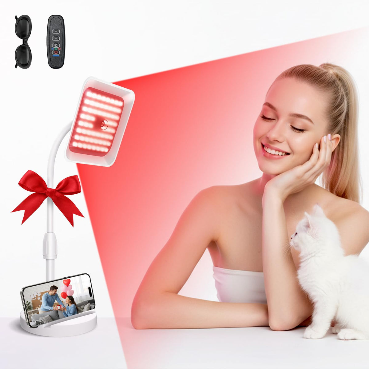 SJZXUV red light therapy lamp front view for daily skincare sessions.