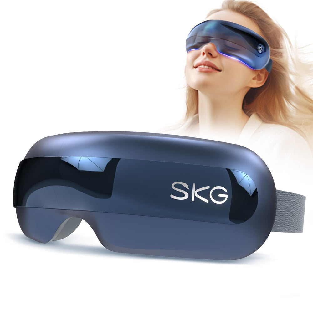 SKG Eye Massager with Heat provides soothing warmth for eye strain relief.