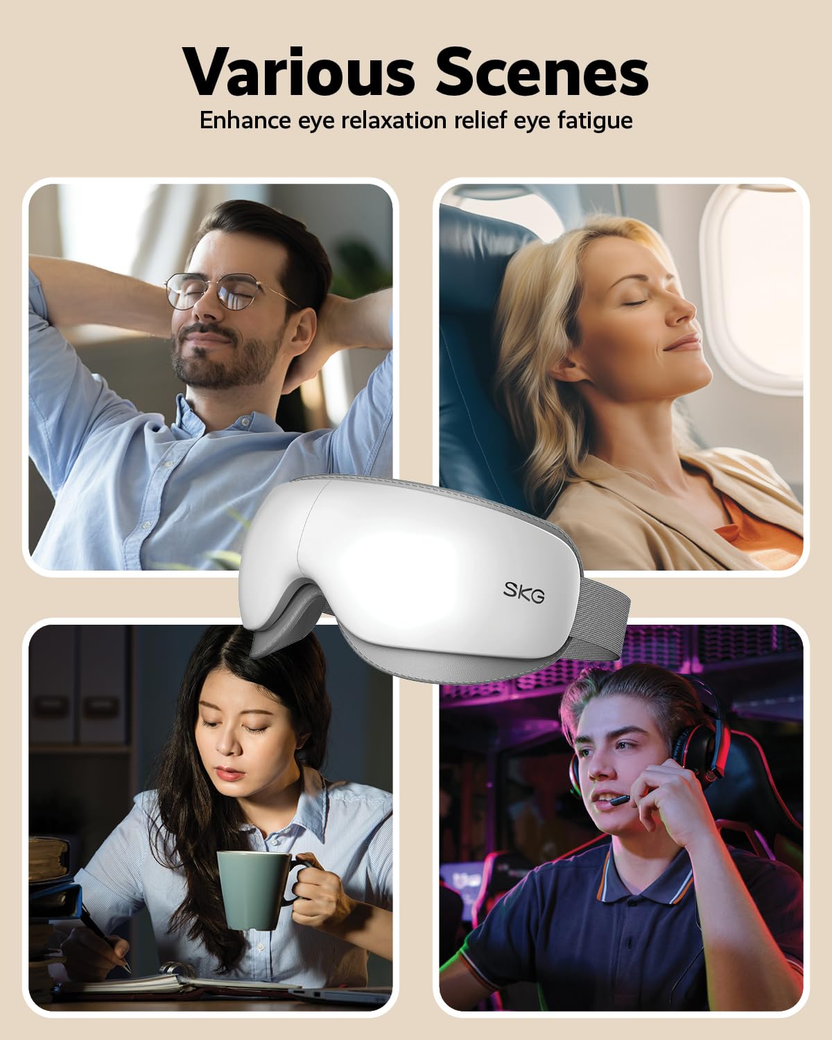 SKG Eye Massager Lightweight-Compact: under 0.6 lb for on-the-go use.