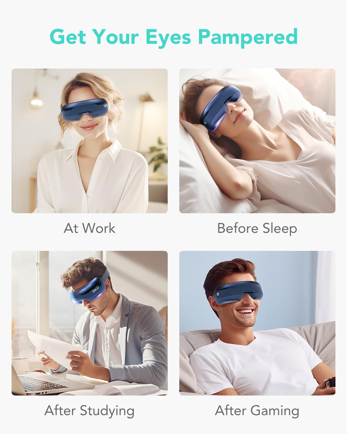SKG Eye Massager one-button design makes operation quick and easy.