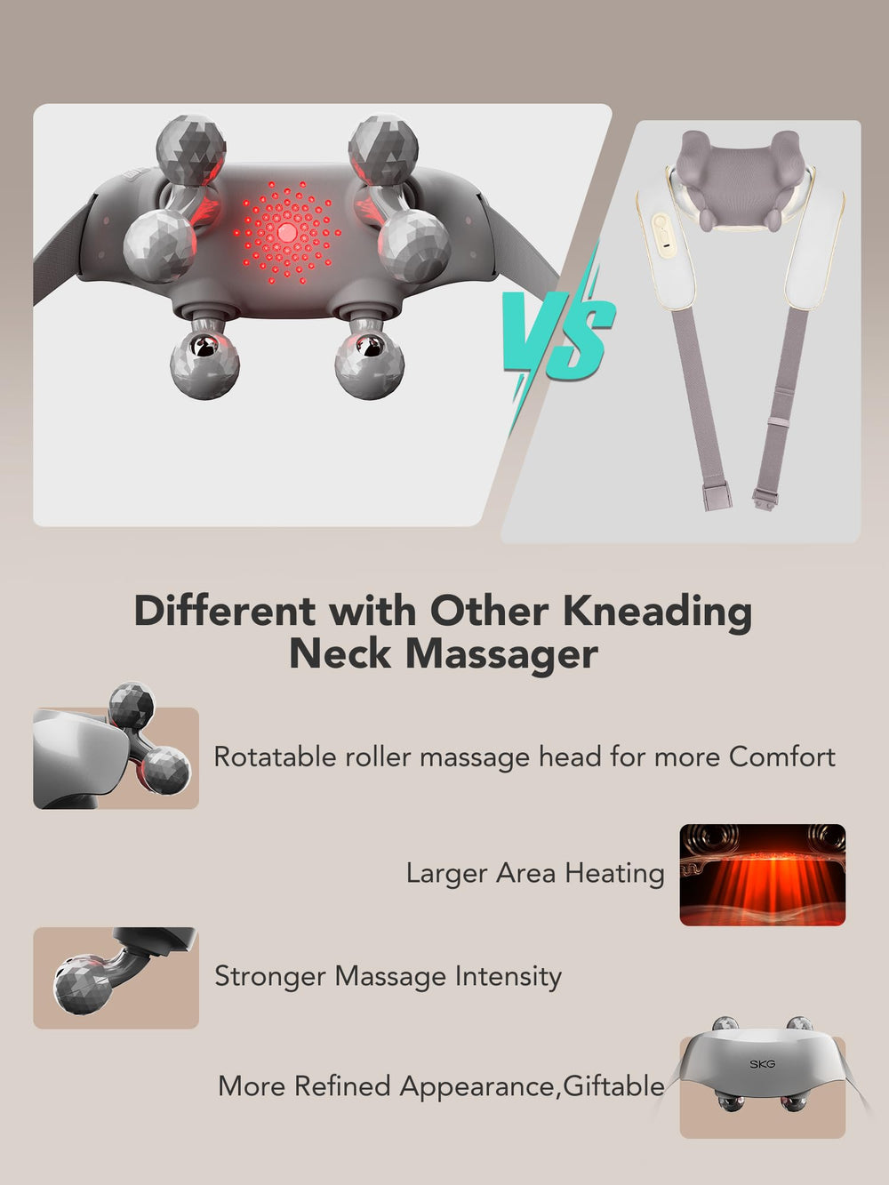 SKG H7 Ultra battery indicator indicates about 90 minutes of massage per charge.