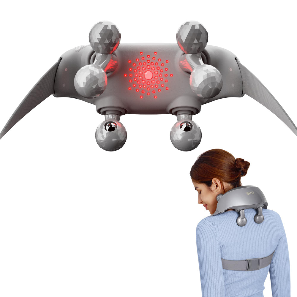 SKG H7 Ultra neck massager front view highlights ergonomic fit for neck and shoulders.