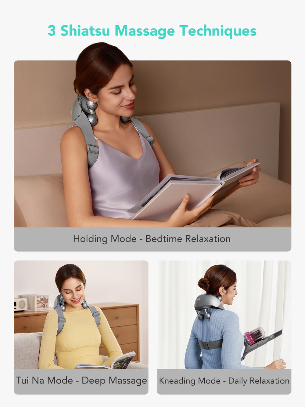 SKG H7 Ultra strap adjustment demonstrates even massage pressure on the neck.