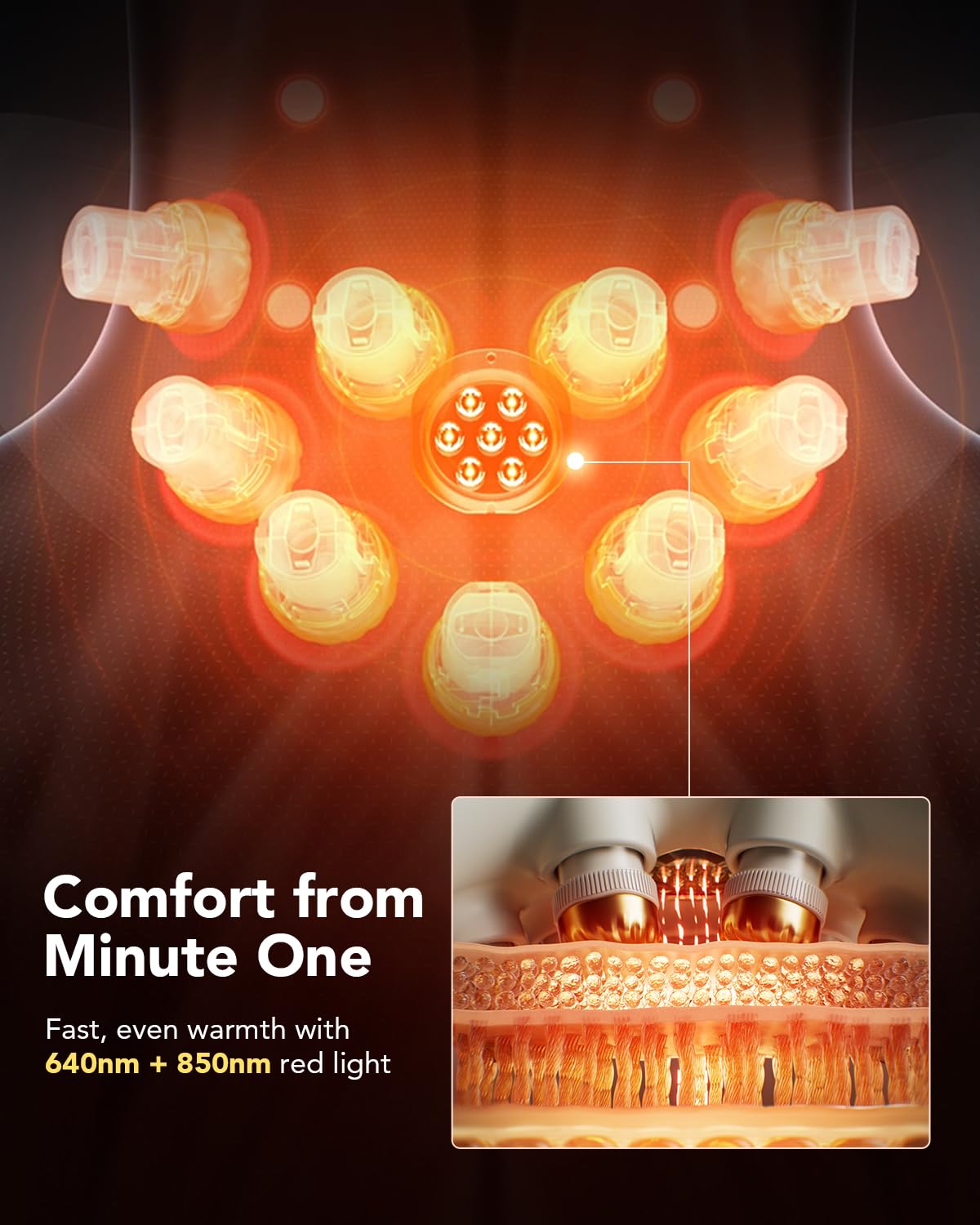 SKG neck massager with heat levels for customizable warmth during use.