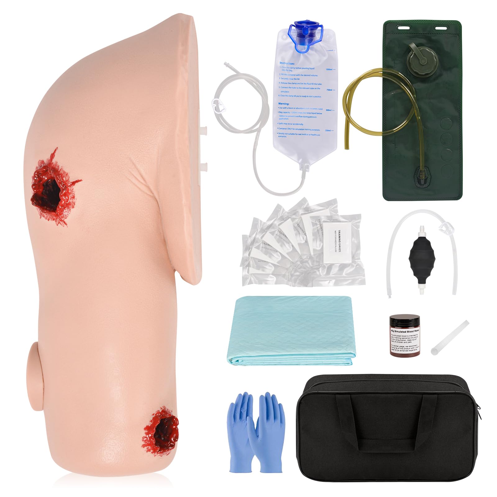 Skillssist wound packing arm trainer with shoulder wounds for realistic hemorrhage control practice.