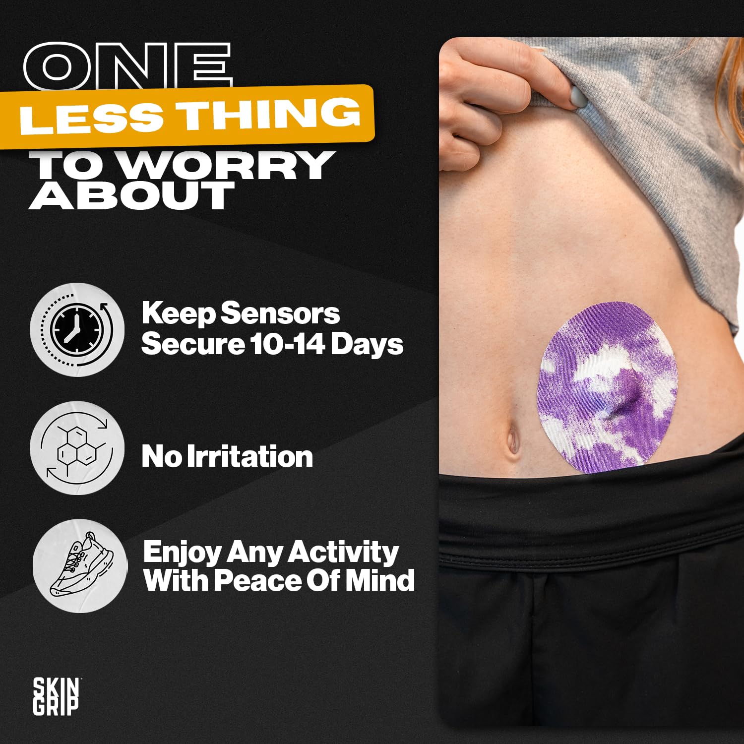 Skin Grip patch stretches four ways for seamless, comfortable fit