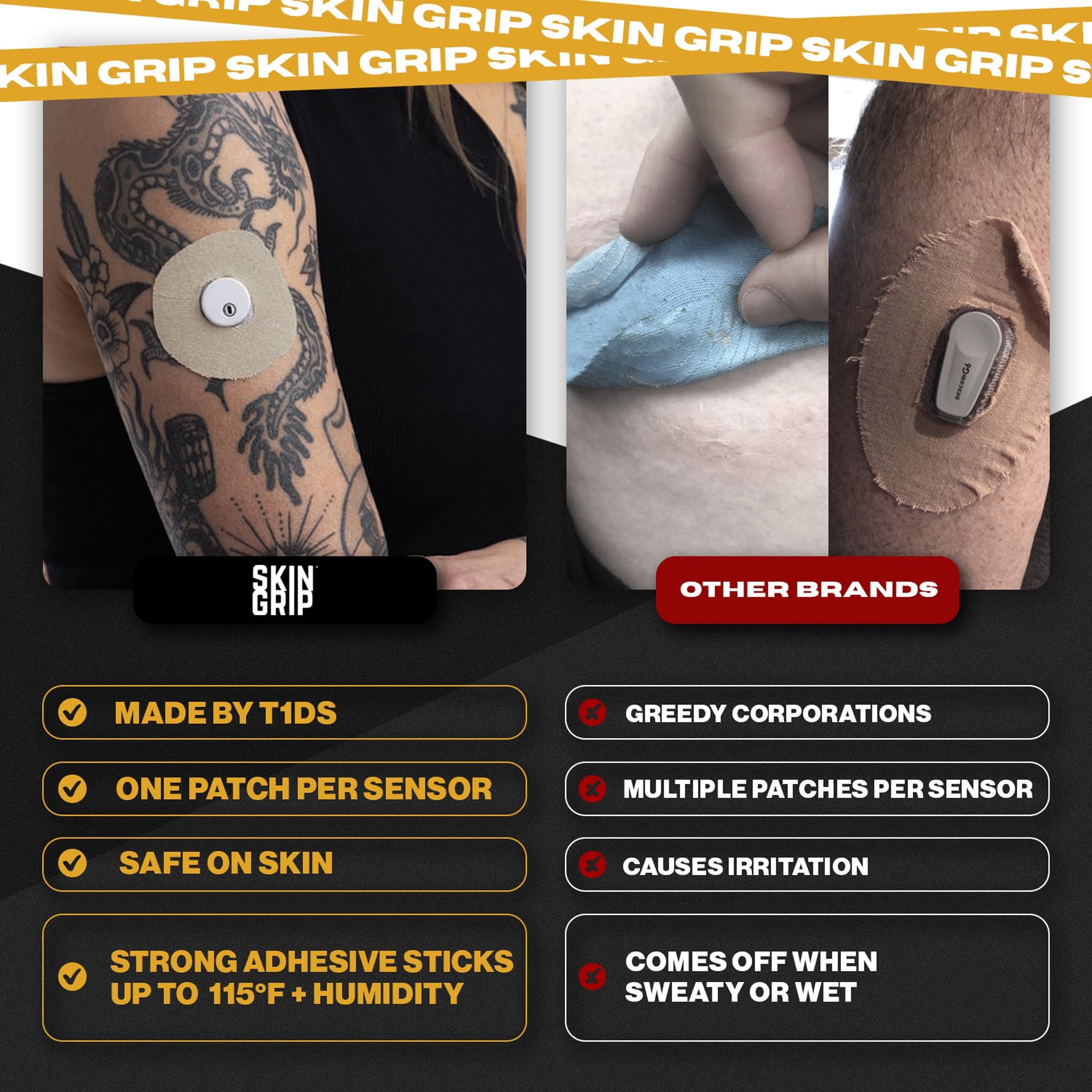 Barrier solution prep with Skin Tac before applying Skin Grip patch
