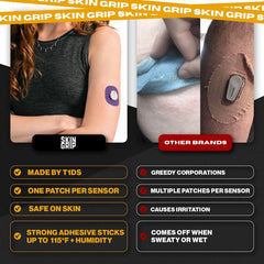 Skin Grip barrier-solution prep improves patch adhesion before activities.