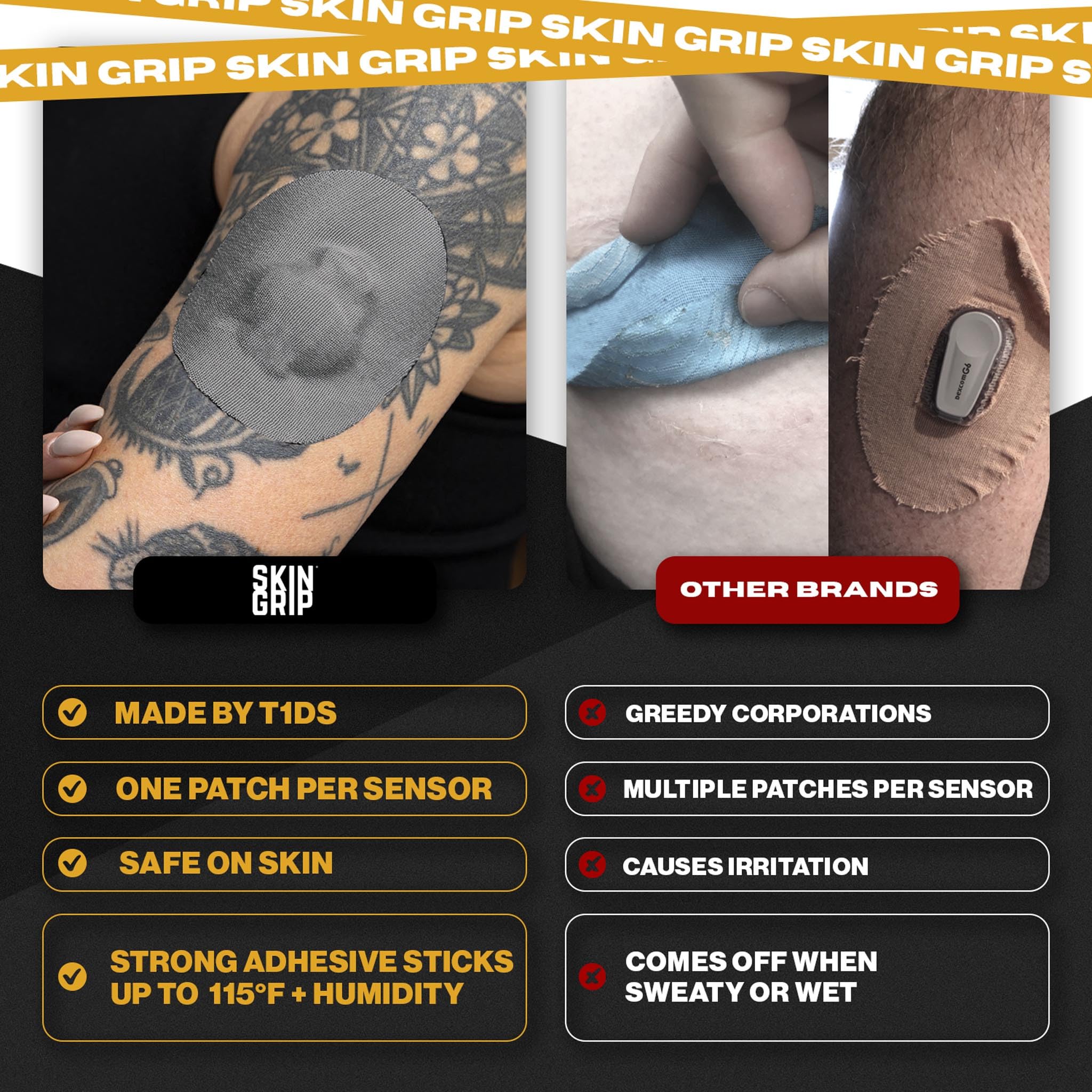 Skin Grip 4-way stretch design allows easy application.