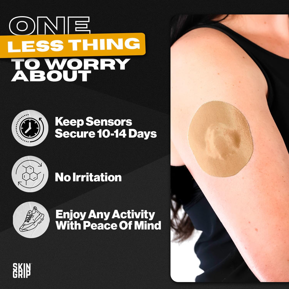 Skin Grip CGM Patch Adhesive Barrier: helps skin stay comfortable and reduce irritation.