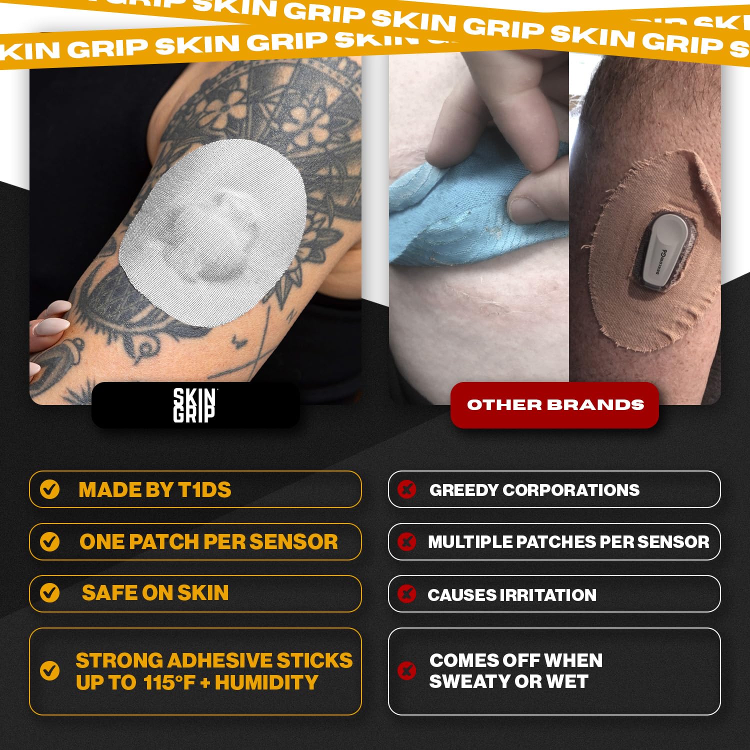 High-quality Skin Grip materials ensure durable performance through daily activities