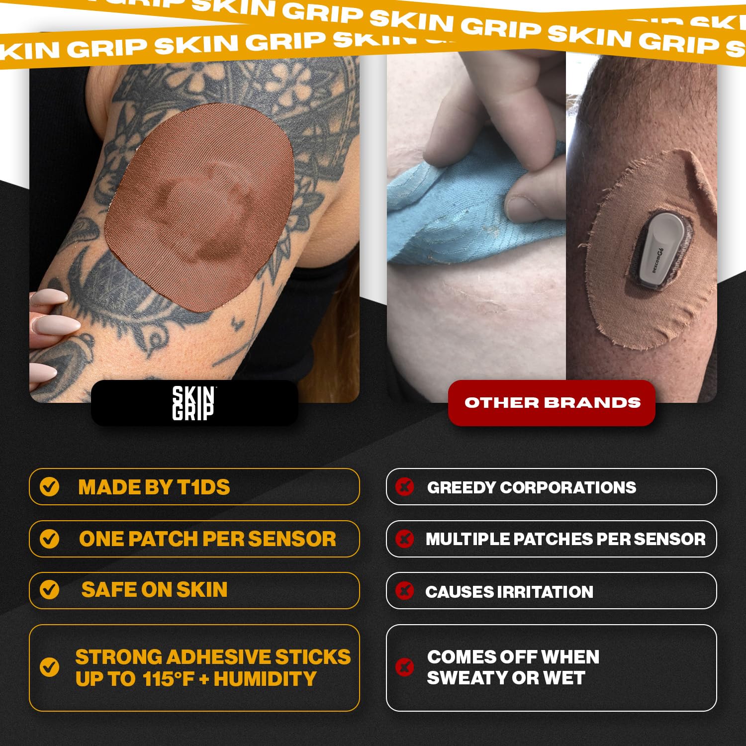 Skin Grip patch easy to apply before bed to set adhesion.