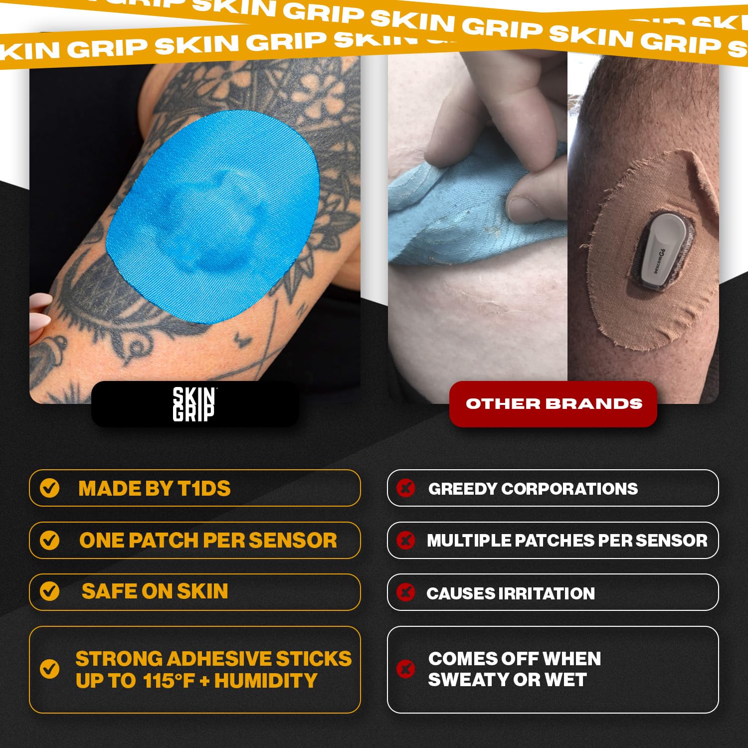 Skin Grip breathable medical-grade adhesive offers comfortable wear