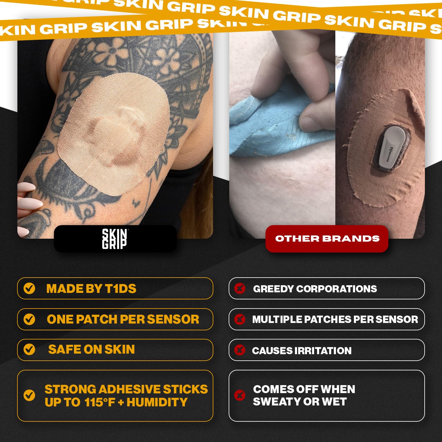 Skin Grip CGM Patch Lab-Quality: built with premium materials for long-lasting wear.