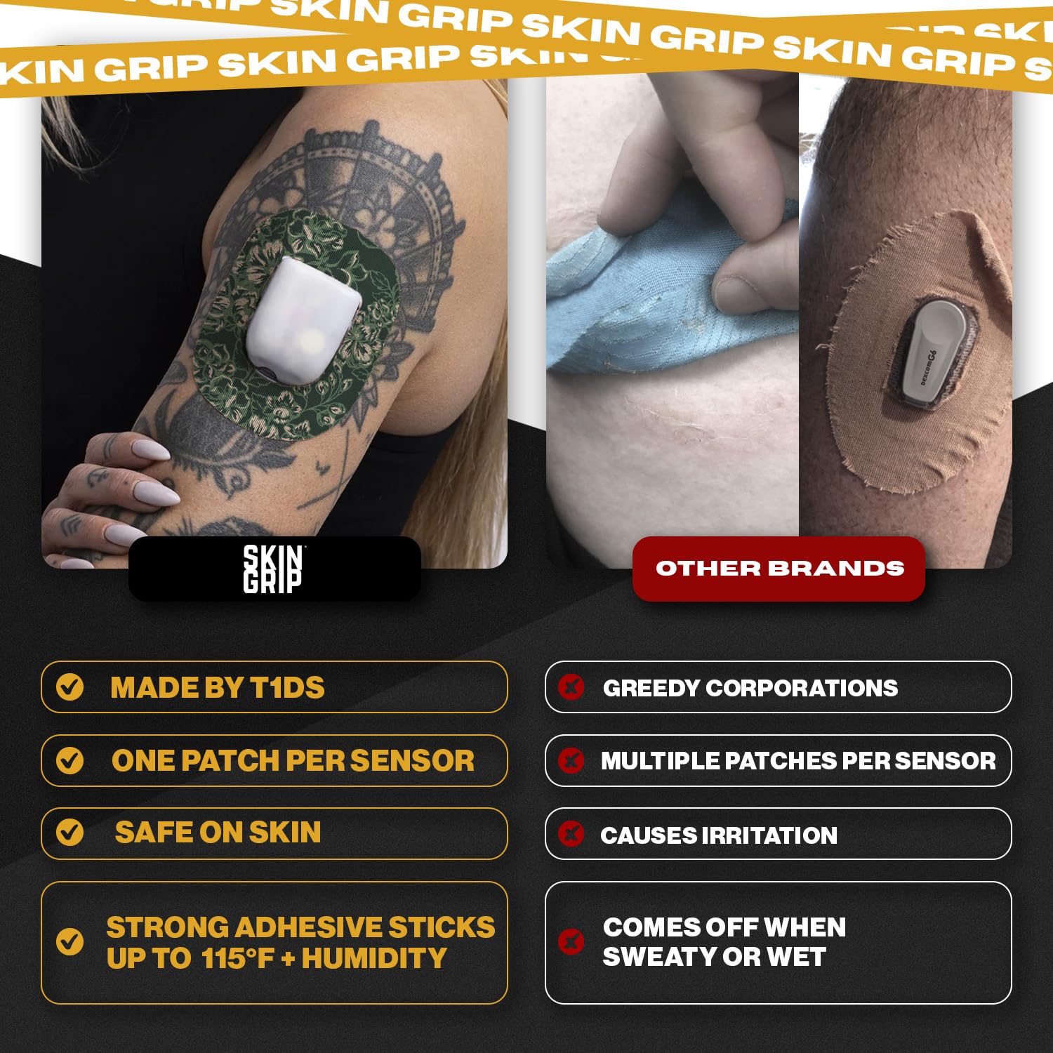 Extended wear up to 14 days with secure adhesion under activity.