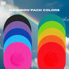 Skin Grip patch packaging shows 20-pack rainbow options for easy color selection