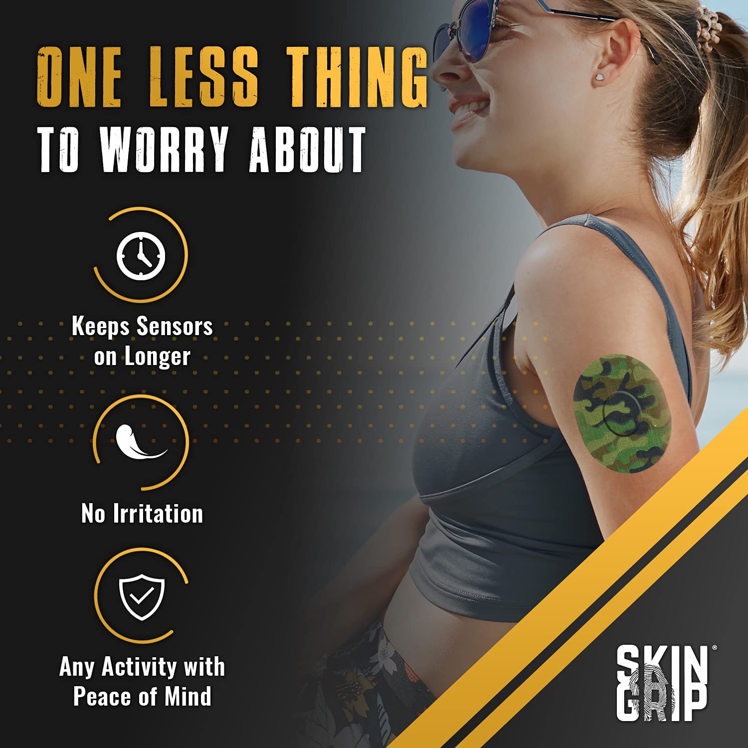 Skin Grip CGM patch pre-cut fit for Medtronic Guardian patches ensures easy application
