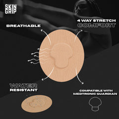 Skin Grip CGM Patch Sweatproof: stays on through workouts, daily activities, and hot days.