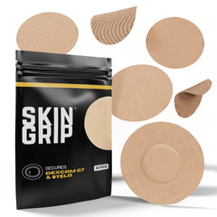 Skin Grip Dexcom G7 patch on arm provides secure adhesion during activity.