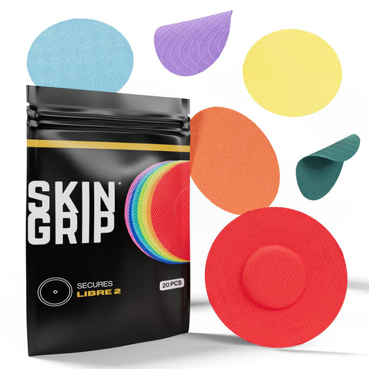 Skin Grip Freestyle Libre 2 patch cover in rainbow pack secures CGM during workouts