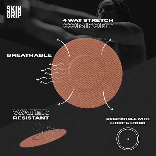 Skin Grip Lingo CGM patch application demonstrates easy, confident adhesion during activities