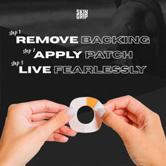 Skin Grip overnight-wear coverage keeps the CGM secure through sleep and activity.