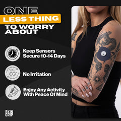 Patch on CGM sensor with four-way stretch for easy wear and fit