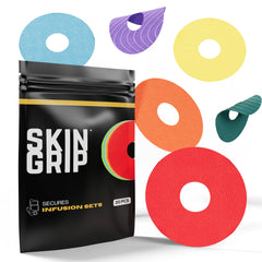 Skin Grip universal patch with 0.8 inch hole secures CGM sensors securely during daily activities.