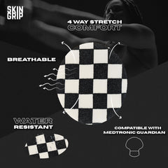 Skin Grip patch shown during shower to highlight sweatproof adhesion