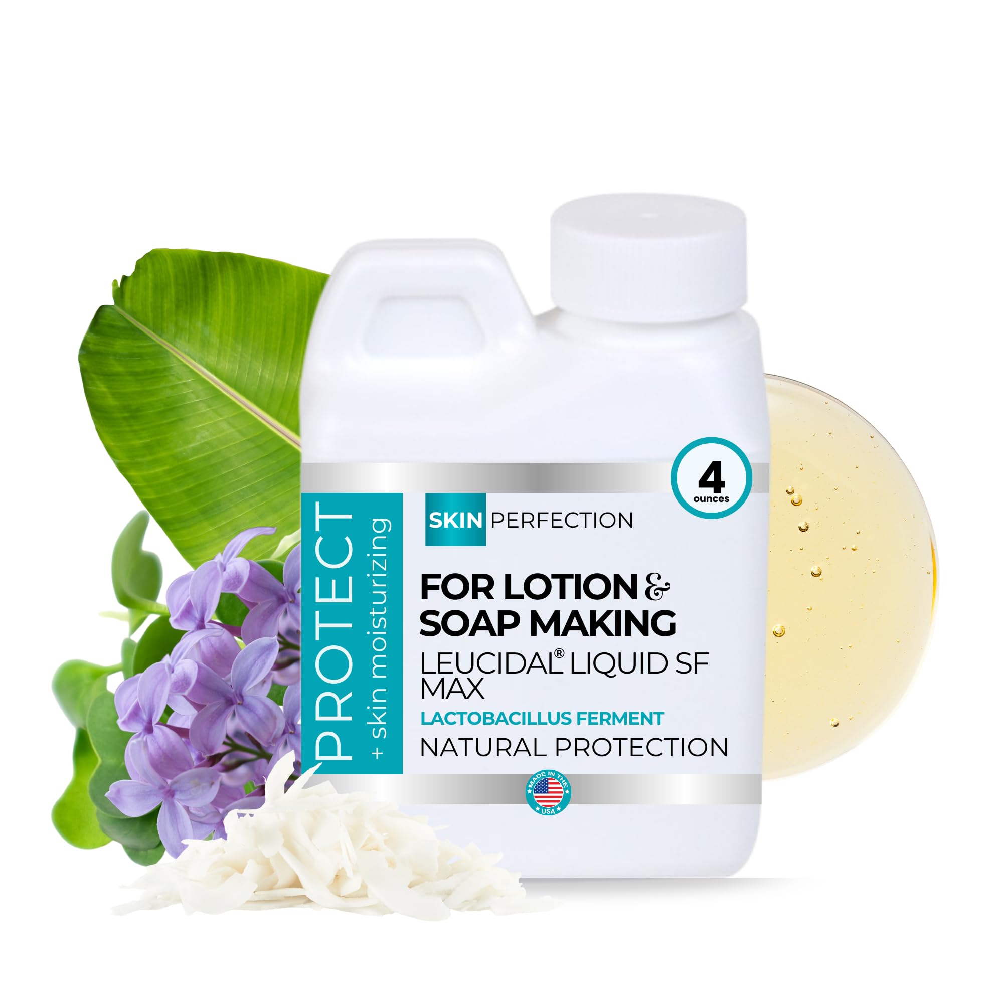 Skin Perfection Leucidal SF Max bottle with label, a natural preservative for DIY skincare.