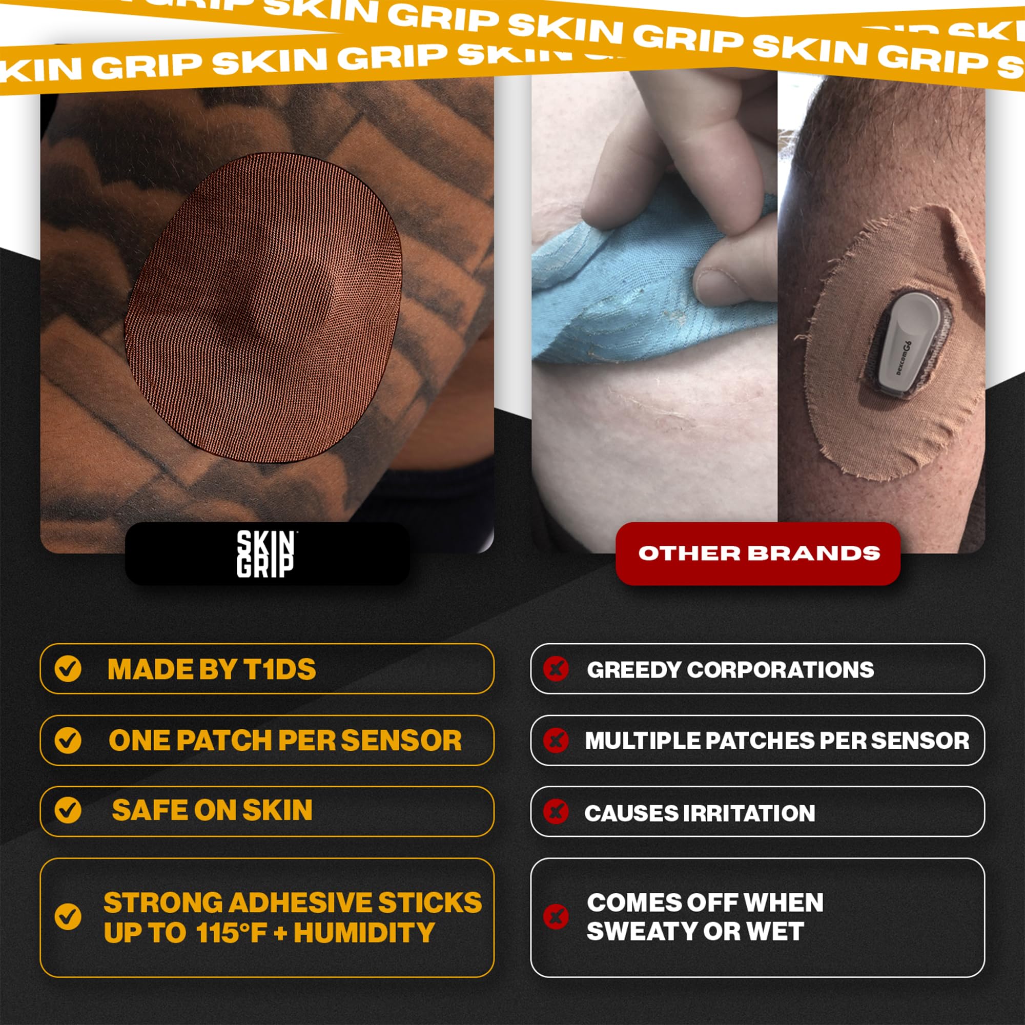 Skin Grip 4-way stretch design enables easy, seamless application.
