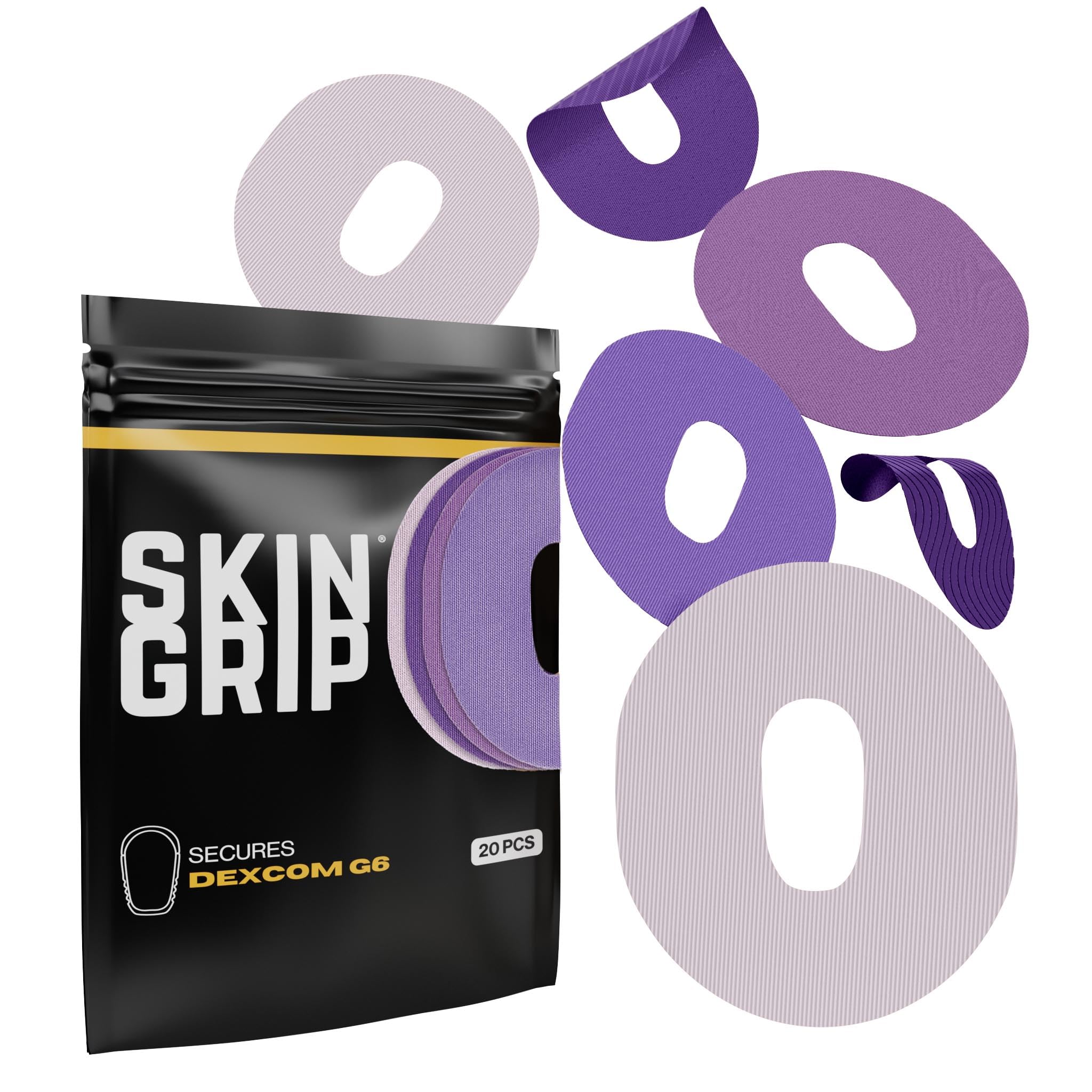 Skin Grip Dexcom G6 patch on skin showing secure adhesion for active days