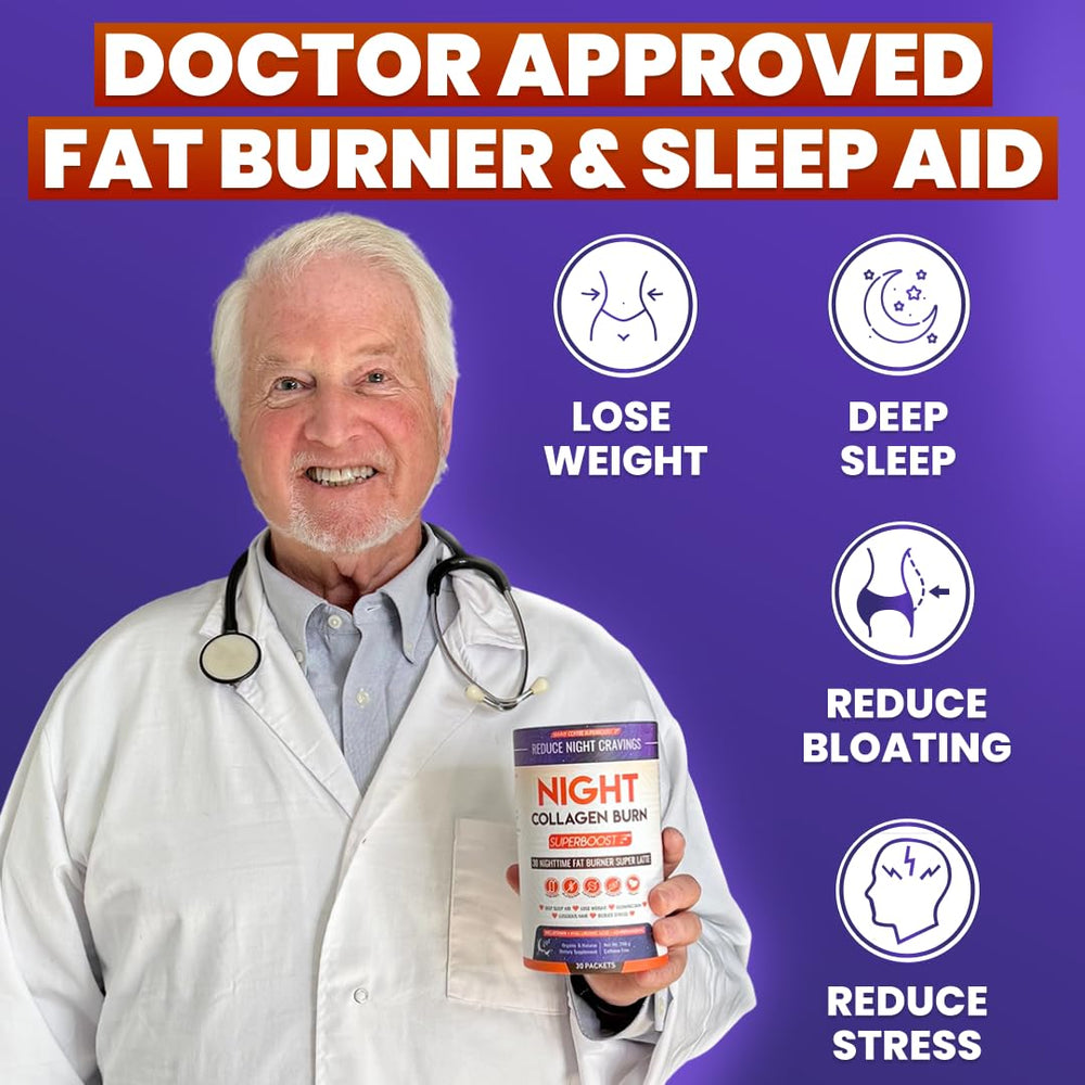 Night Collagen Burn jar on shelf highlights metabolism and appetite control