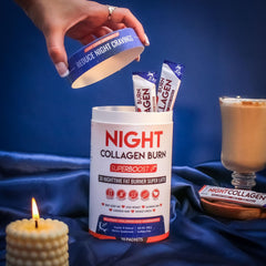 Nighttime setup with Skinny Coffee SuperBoost Night Collagen Burn