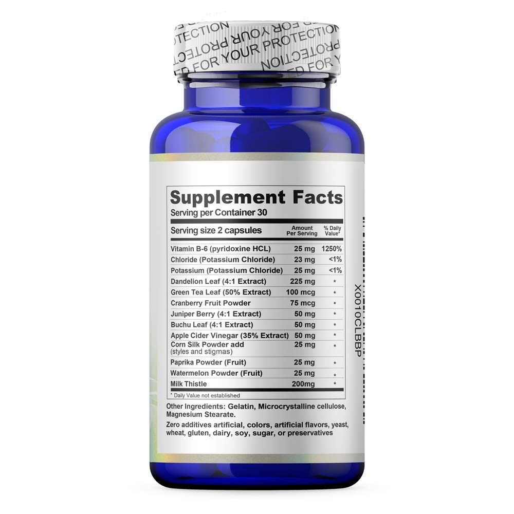 Close-up of Skinny Feet label highlighting natural diuretic support.